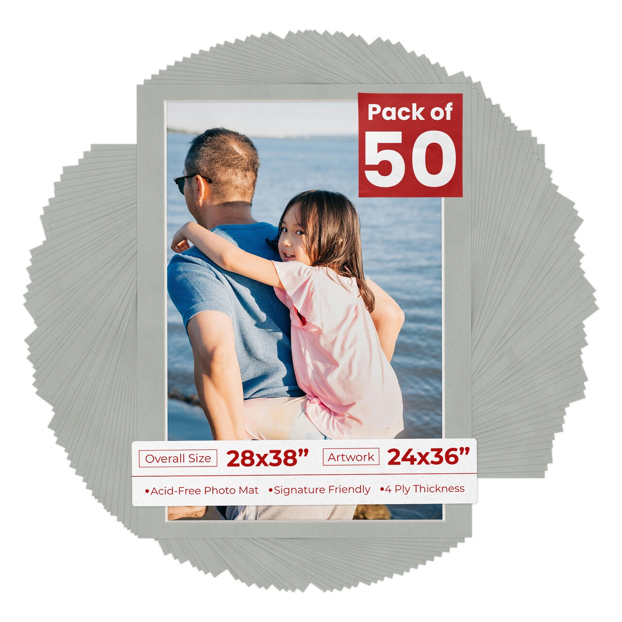 Light Grey Suede Mat Board for 28x38 Frames - Fits 24x36 Photos